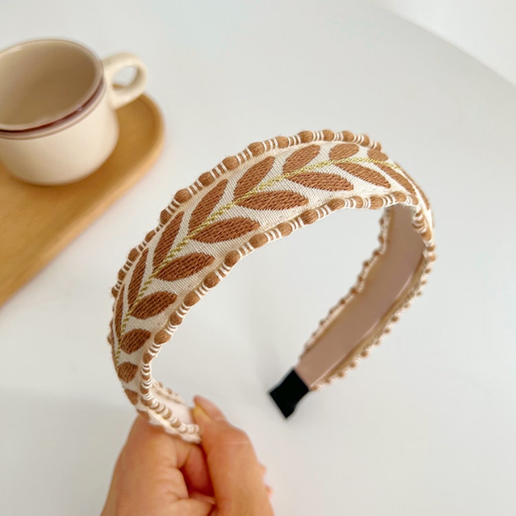 Fashion Headband for Women Bohemia Leaf Embroidery Hairband Girls Spring Turban Hair Accessories