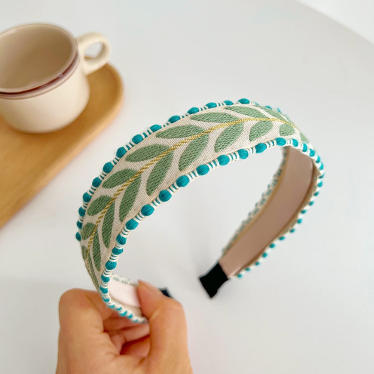 Fashion Headband for Women Bohemia Leaf Embroidery Hairband Girls Spring Turban Hair Accessories