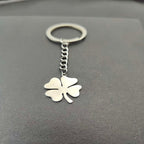 Stainless Steel Clover Keychain Silver Fashion Car Key Pendant for Women and Men