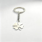 Stainless Steel Clover Keychain Silver Fashion Car Key Pendant for Women and Men