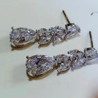 New Fashion Bridal Accessories Women Drop Earrings Wedding Jewelry Leaf Water Drop Shape Cubic Zirconia