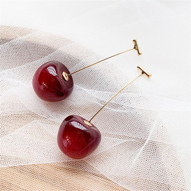 Cute Cherry Fruit Acrylic Earrings Fashionable Resin Cherry Earrings for Women Trendy Jewelry Accessories
