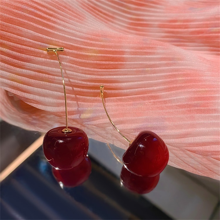 Cute Cherry Fruit Acrylic Earrings Fashionable Resin Cherry Earrings for Women Trendy Jewelry Accessories