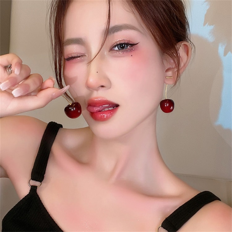 Cute Cherry Fruit Acrylic Earrings Fashionable Resin Cherry Earrings for Women Trendy Jewelry Accessories