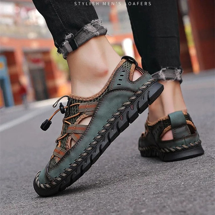 Summer Mens Sandals Outdoor Non Slip Shoes Handmade Leather Men Sneakers Fashion Footwear