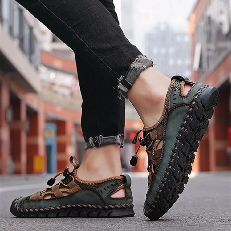 Summer Mens Sandals Outdoor Non Slip Shoes Handmade Leather Men Sneakers Fashion Footwear