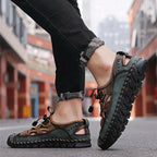 Summer Mens Sandals Outdoor Non Slip Shoes Handmade Leather Men Sneakers Fashion Footwear